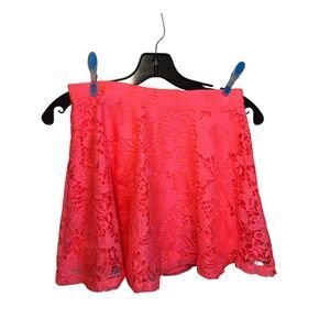 Aeropostale Neon Pink Lace Overlay Elastic Mini Skirt‎